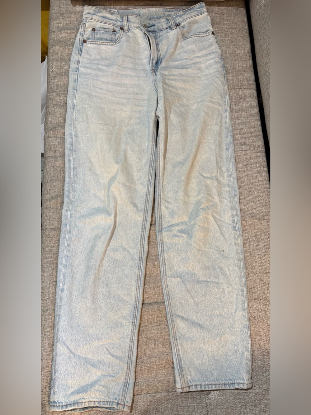 American Eagle Strigid Highest Waist Baggy Straight Jeans Indigo 0 Short